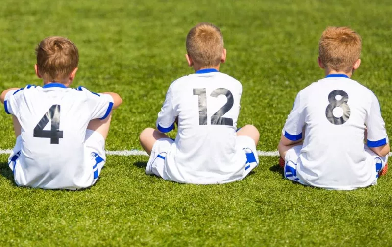 Football soccer match for children. Kids waiting on a bench., Image: 272660765, License: Royalty-free, Restrictions: , Model Release: no, Credit line: Profimedia, Stock Budget