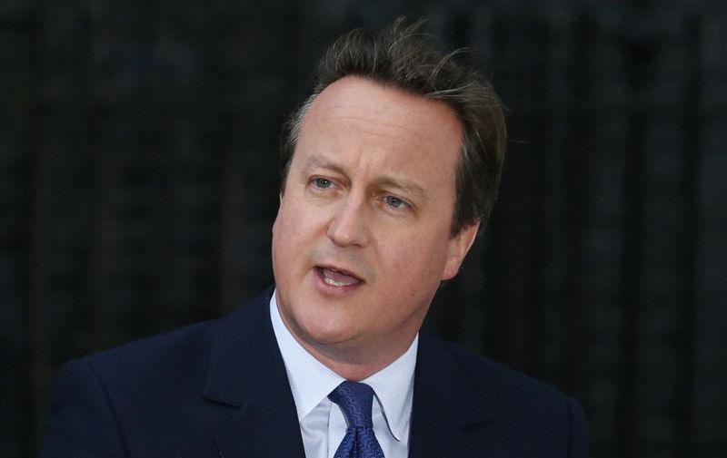(FILES) Outgoing British prime minister David Cameron speaks outside 10 Downing Street in central London on July 13, 2016 before going to Buckingham Palace to tender his resignation. Former UK premier David Cameron made a surprise return to frontline politics on November 13, 2023 after British leader Rishi Sunak appointed him foreign secretary in a government reshuffle. Cameron, who was Britain's leader from 2010 to 2016 before quitting after losing the Brexit referendum, replaces James Cleverly -- who was appointed interior minister -- in an unexpected move. (Photo by JUSTIN TALLIS / AFP)