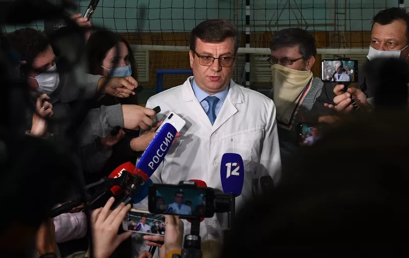 6312629 21.08.2020 Head Physician of the City Clinical Emergency Hospital Number 1 Alexander Murakhovsky speaks to the press after Russian opposition leader Alexei Navalny fell ill in what his spokeswoman said was a suspected poisoning, in Omsk, Russia.,Image: 554191118, License: Rights-managed, Restrictions: , Model Release: no, Credit line: Profimedia