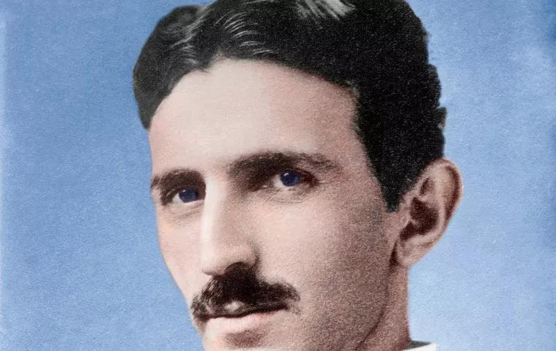 Nikola Tesla (1856-1943), Serb-US physicist. In 1884 Tesla emigrated to America. For a while he worked with Edison, but after advocating alternating current (AC) over Edison's preferred (and financially lucrative) direct current (DC), they parted. Tesla then developed the AC induction motor and improved AC generation. Alternating current, since it can be easily transformed up and down, is far easier to distribute than DC. Later Tesla invented an air-core transformer which created sparks 40 metres long. In 1899 he lit 200 electric lamps over 25 miles without wires. The SI unit of magnetic flux density is named after him., Image: 237862151, License: Rights-managed, Restrictions: , Model Release: no, Credit line: Profimedia, Sciencephoto RM