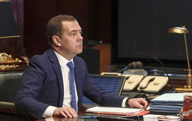 MOSCOW REGION, RUSSIA - APRIL 9, 2020: Dmitry Medvedev, Deputy Secretary of the Russian Security Council, attends a meeting held by Russia's President Vladimir Putin via video link from Novo-Ogarevo residence to discuss defence industry and military-technical cooperation issues. Yekaterina Shtukina/POOL/TASS,Image: 513244151, License: Rights-managed, Restrictions: , Model Release: no, Credit line: Profimedia