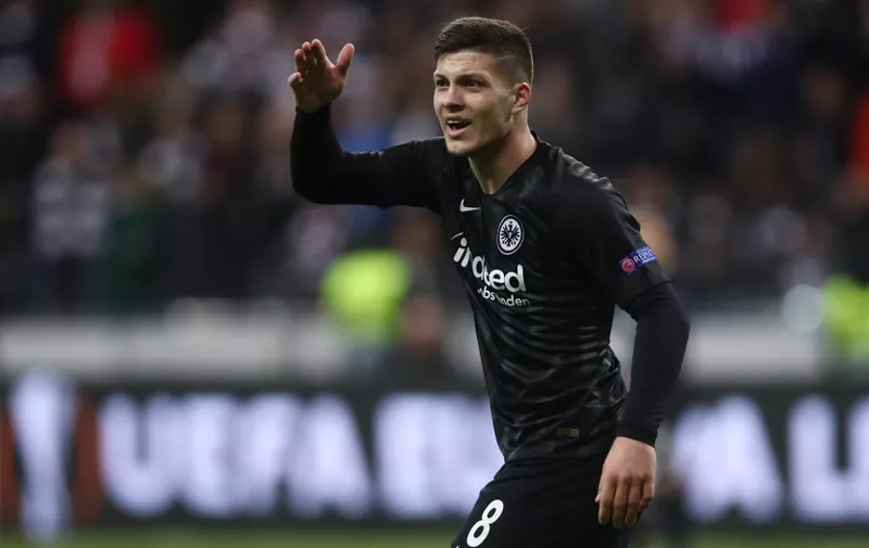 FRANKFURT AM MAIN, GERMANY &#8211; MARCH 07: Luka Jovic of Frankfurt reacts during the UEFA Europa League Round of 16 First Leg match between Eintracht Frankfurt and FC Internazionale at Commerzbank-Arena on March 07, 2019 in Frankfurt am Main, Germany. (Photo by Alex Grimm/Getty Images)