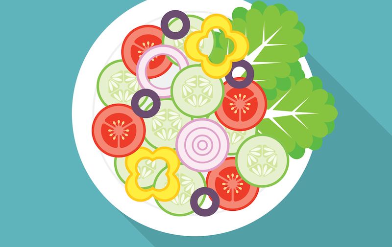 Salad with long shadow, flat design