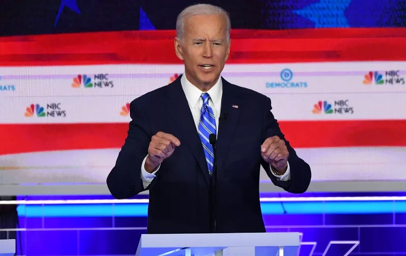 Democratic presidential hopeful former US Vice President Joseph R. Biden Jr. speaks during the second Democratic primary debate of the 2020 presidential campaign season hosted by NBC News at the Adrienne Arsht Center for the Performing Arts in Miami, Florida, June 27, 2019. (Photo by SAUL LOEB / AFP)