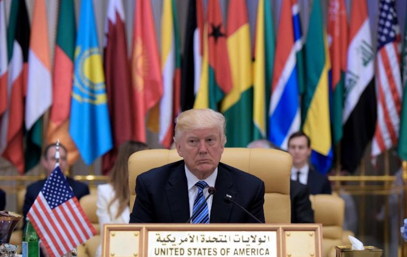 US President Donald Trump attends the Arabic Islamic American Summit at the King Abdulaziz Conference Center in Riyadh on May 21, 2017.
Trump tells Muslim leaders he brings message of 'friendship, hope and love' / AFP PHOTO / MANDEL NGAN