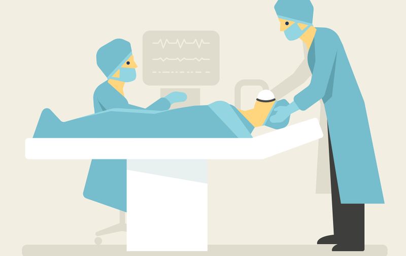 Doctors anesthesia patient. Medical flat style illustration