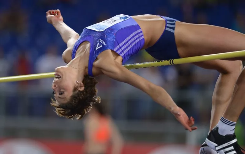 Blanka Vlasic of Croatia competes in the women's high jump event at the Golden Gala, the 4th stage of IAAF Diamond League 2015 on June 4, 2015 at the Stadio Olimpico in Rome.  AFP PHOTO / FILIPPO MONTEFORTE