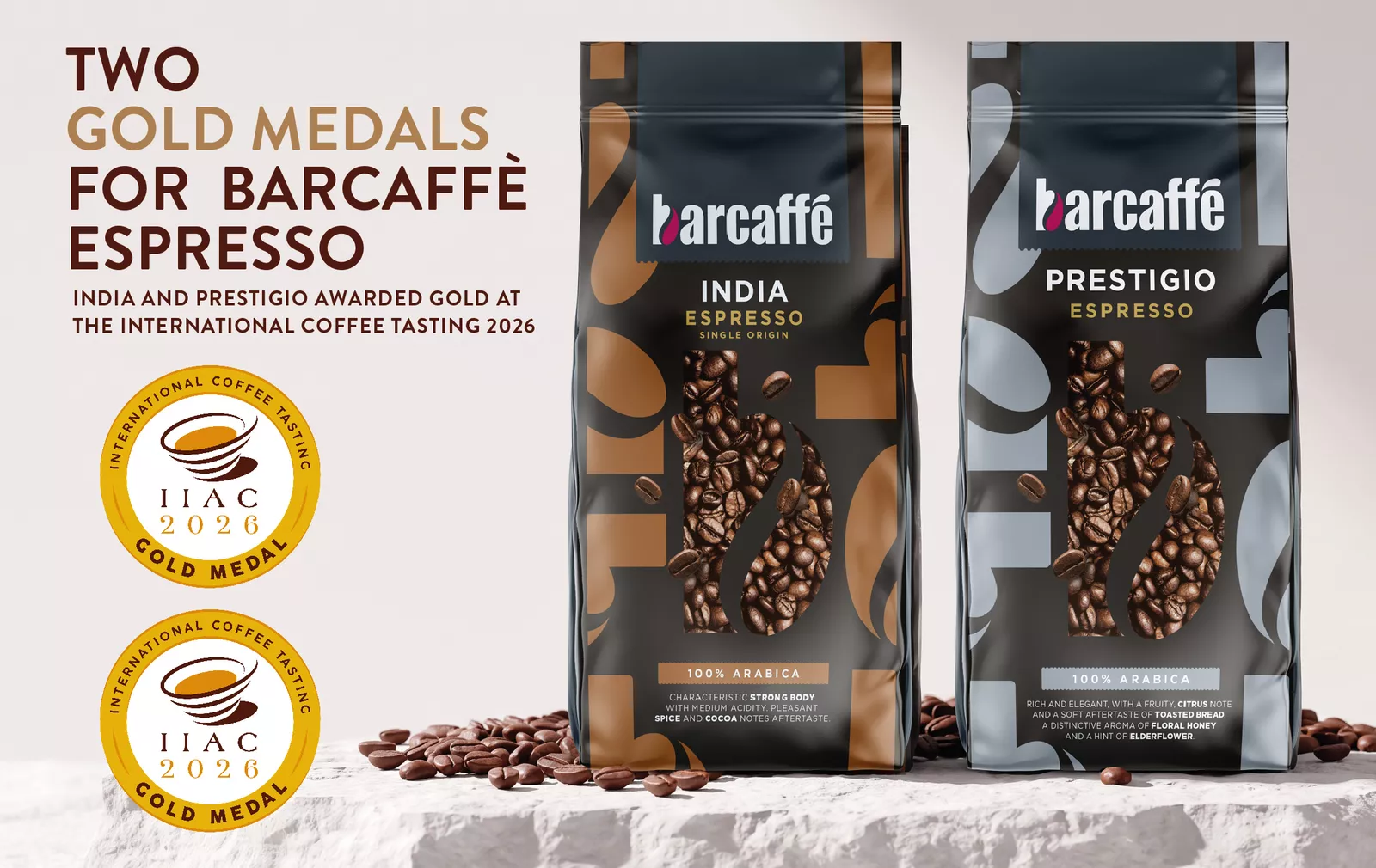 Dva zlata za Barcaffè Espresso: India i Prestigio nagrađeni na International Coffee Tastingu 2026.