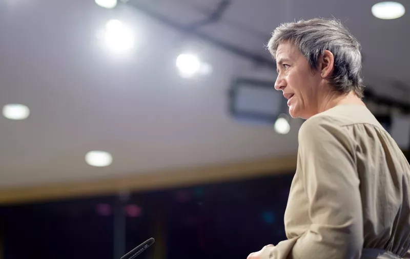 October 4, 2017 - Brussels, Belgium: EU Commissioner for Competition Margrethe Vestager gives a statement to the press on illegal tax benefits to Amazon in Luxembourg and referring Ireland to Court for failure to recover illegal tax benefits from Apple., Image: 351847837, License: Rights-managed, Restrictions: , Model Release: no, Credit line: Profimedia, Polaris