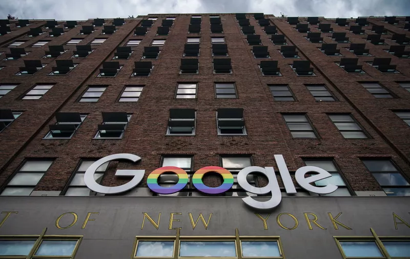 NEW YORK, NY - JUNE 3: The Google logo adorns the outside of their NYC office Google Building 8510 at 85 10th Ave on June 3, 2019 in New York City. Shares of Google parent company Alphabet were down over six percent on Monday, following news reports that the U.S. Department of Justice is preparing to launch an anti-trust investigation aimed at Google. (Photo by Drew Angerer/Getty Images)