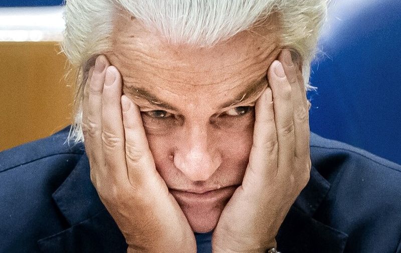 THE HAGUE - Geert Wilders (PVV) during the first day of the General Political Reflections. ANP REMKO DE WAAL netherlands out - belgium out (Photo by REMKO DE WAAL / ANP MAG / ANP via AFP)