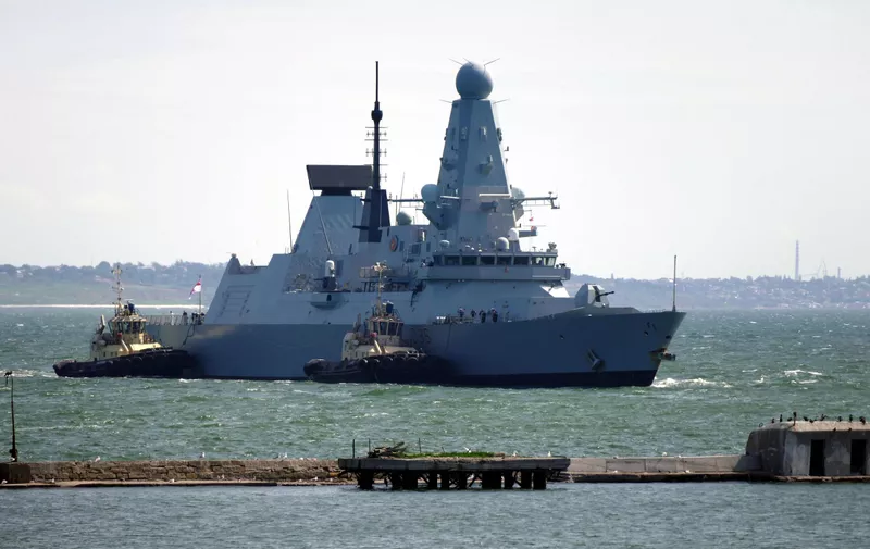 HMS Defender (D36) of the Royal Navy arrives at the port of Odesa, southern Ukraine.
Ships of NATO countries in Odesa, Ukraine - 18 Jun 2021,Image: 617122874, License: Rights-managed, Restrictions: , Model Release: no, Credit line: Profimedia