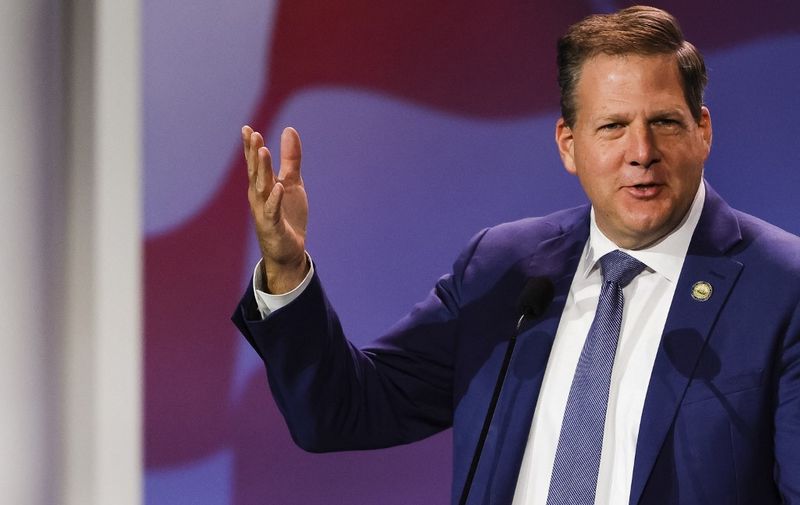 New Hampshire State Governor Chris Sununu speaks at the Republican Jewish Coalition Annual Leadership Meeting in Las Vegas, Nevada, on November 19, 2022. (Photo by Wade Vandervort / AFP)