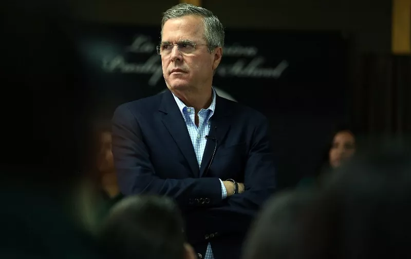 MIAMI, FL - SEPTEMBER 01: Republican presidential candidate and former Florida Gov. Jeb Bush speaks during a town hall style meeting at La Progresiva Presbyterian School on September 1, 2015 in Miami, Florida. Jeb continues to campaign for the Republican nomination.   Joe Raedle/Getty Images/AFP