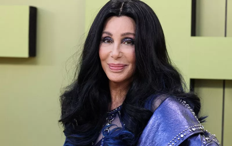 American singer, actress and television personality Cher (Cherilyn Sarkisian) arrives at the Versace Fall/Winter 2023 Fashion Show held at the Pacific Design Center on March 9, 2023 in West Hollywood, Los Angeles, California, United States. (Photo by Xavier Collin/Image Press Agency/NurPhoto) (Photo by Image Press Agency / NurPhoto / NurPhoto via AFP)