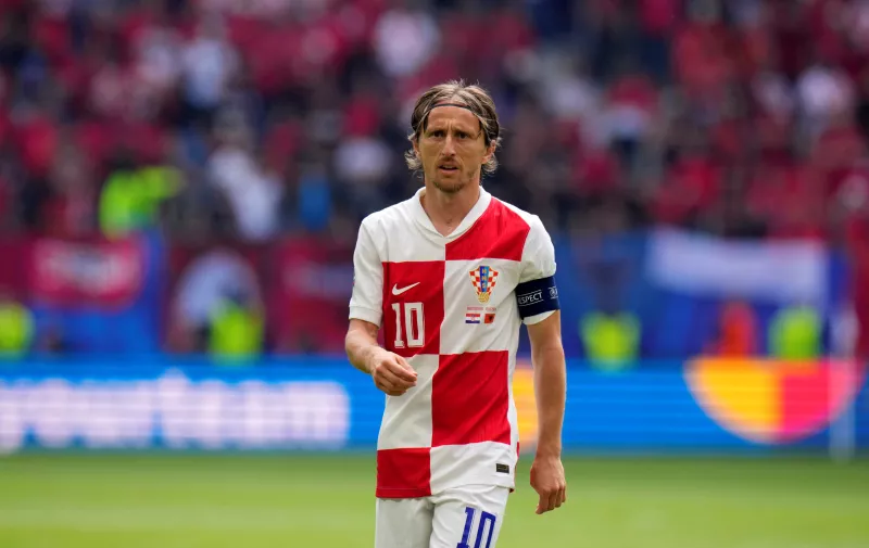 Croatia's Luka Modric follows the action during a Group B match between Croatia and Albania at the Euro 2024 soccer tournament in Hamburg, Germany, Wednesday, June 19, 2024. (AP Photo/Petr Josek)