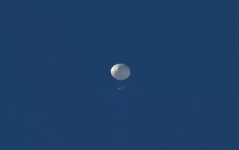 CHARLOTTE, USA - FEBRUARY 4: Chinese spy balloon flies above in Charlotte NC, United States on February 04, 2023. The Pentagon announced earlier that it is tracking a suspected Chinese high-altitude surveillance balloon above the continental US. A Chinese Foreign Ministry statement said the balloon was a “civilian airship used for research, mainly meteorological purposes." Peter Zay / Anadolu Agency (Photo by Peter Zay / ANADOLU AGENCY / Anadolu via AFP)