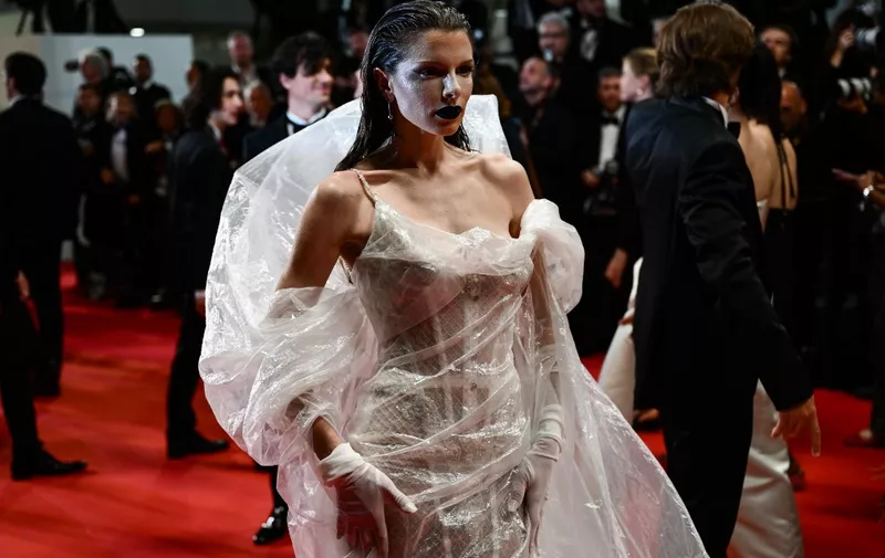 US model Julia Fox arrives for the screening of the film "The Idol" during the 76th edition of the Cannes Film Festival in Cannes, southern France, on May 22, 2023. (Photo by CHRISTOPHE SIMON / AFP)