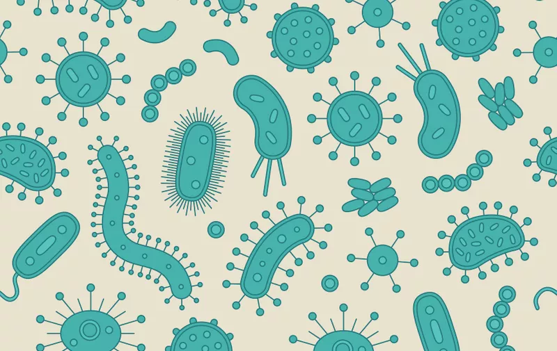 Green Bacteria in repeat pattern - Vector illustration