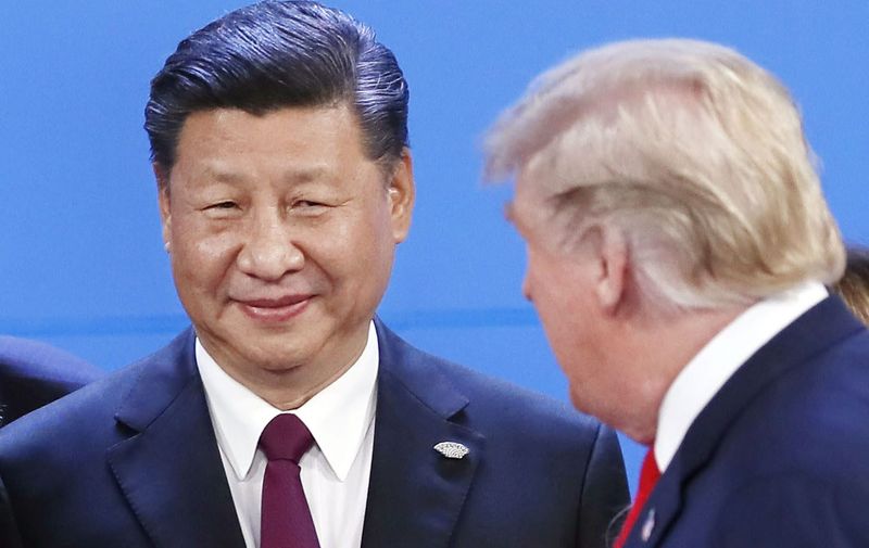 - 23/08/2019 ; Chinese President Xi Jinping (facing camera) and his U.S. counterpart Donald Trump are pictured before a photo session at a Group of 20 summit in Buenos Aires on Nov. 30, 2018. (Kyodo)
==Kyodo, Image: 466911014, License: Rights-managed, Restrictions: , Model Release: no, Credit line: Profimedia, MAXPPP