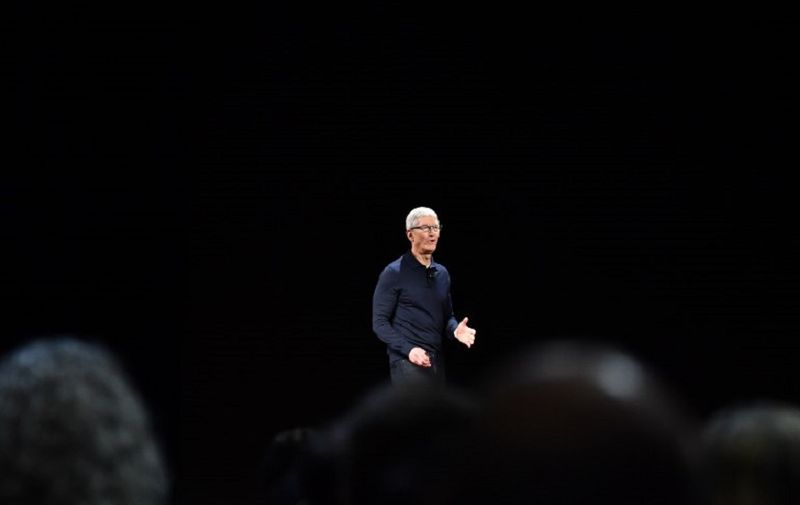 Apple CEO Tim Cook speaks at Apple's Worldwide Developer Conference (WWDC) at the San Jose Convention Centerin San Jose, California on Monday, June 4, 2018.  / AFP PHOTO / Josh Edelson
