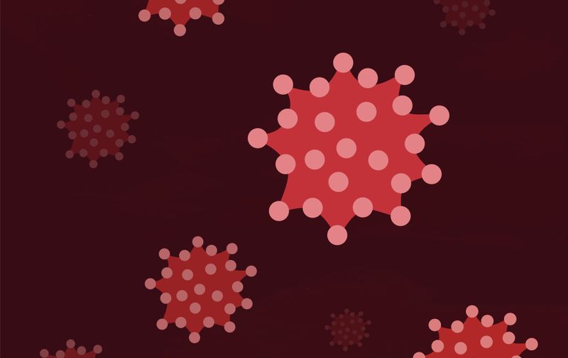 Illustration of a coronavirus under a microscope.
