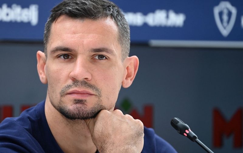 Croatia's defender Dejan Lovren attends a press conference at the team's Al Ersal training camp in Doha on November 20, 2022, during the Qatar 2022 World Cup football tournament. (Photo by OZAN KOSE / AFP)