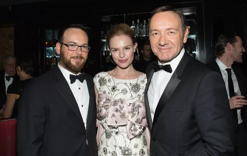 NEW YORK, NY - APRIL 09: (L-R) Producer Dana Brunetti, actress Kate Bosworth and actor Kevin Spacey attend after party for the Museum Of the Moving Image Salute To Kevin Spacey At Beautique on April 9, 2014 in New York City.   Slaven Vlasic/Getty Images for Beautique/AFP