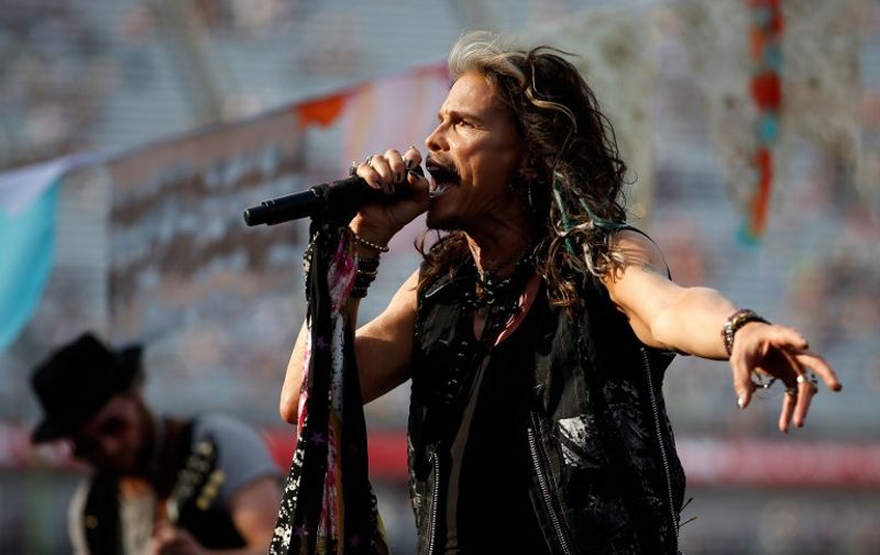 BRISTOL, TN - AUGUST 22: Steven Tyler performs prior to the NASCAR Sprint Cup Series IRWIN Tools Night Race at Bristol Motor Speedway on August 22, 2015 in Bristol, Tennessee.   Gregory Shamus/Getty Images/AFP
