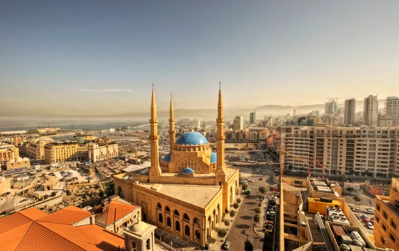 Beirut downtown cityscape &amp; Mohammad al amin mosque