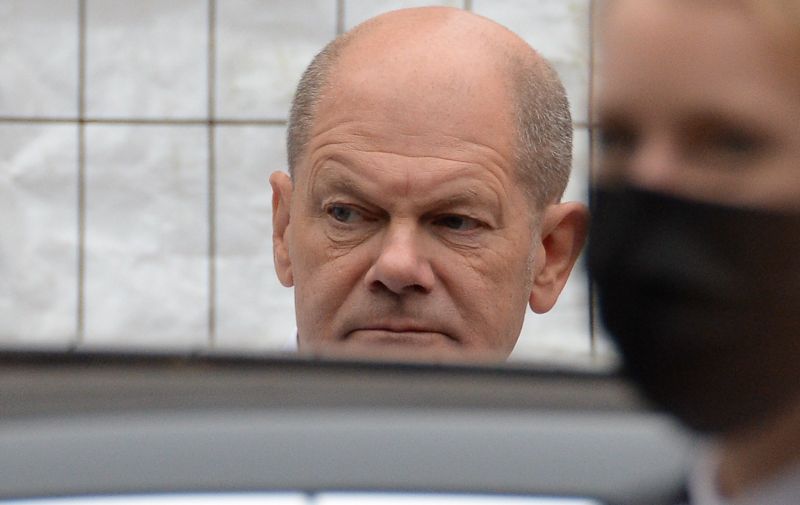 6658073 24.09.2021 German Finance Minister, Vice-Chancellor and the Social Democratic Party (SPD) candidate for chancellor Olaf Scholz arrives to attend an election rally in Munster, Germany.,Image: 633980326, License: Rights-managed, Restrictions: , Model Release: no, Credit line: Profimedia
