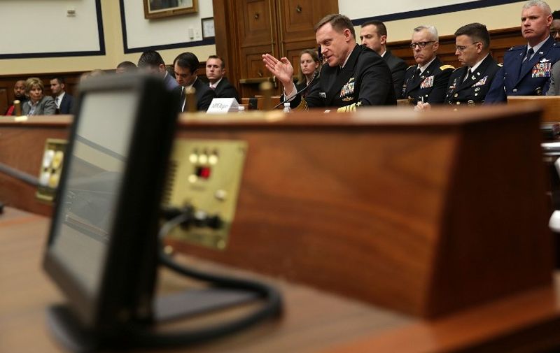 WASHINGTON, DC - MAY 23: Adm. Michael Rogers, Director of National Security Agency and Commander of the U.S. Cyber Command, testifies during a hearing before the Emerging Threats and Capabilities Subcommittee of the House Armed Services Committee May 23, 2017 on Capitol Hill in Washington, DC. The subcommittee held a hearing on "FY2018 Budget Request for U.S. Cyber Command: Cyber Mission Force Support to Department of Defense Operations."   Alex Wong/Getty Images/AFP