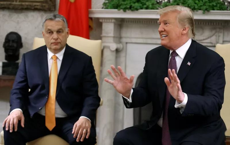 WASHINGTON, DC - MAY 13: U.S. President Donald Trump speaks to the media during a meeting with Hungarian Prime Minister Viktor Orban, in the Oval Office on May 13, 2019 in Washington, DC. President Trump took questions on trade with China, Iran and other topics.   Mark Wilson/Getty Images/AFP (Photo by MARK WILSON / GETTY IMAGES NORTH AMERICA / Getty Images via AFP)