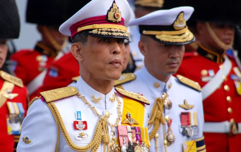 This handout picture released by the Thai Royal Bureau shows Thai Crown Prince Maha Vajiralongkorn (C) marching during the royal cremation for the late Princess Galyani Vadhana at the Grand Palace in Bangkok on November 15, 2008. Tens of thousands of black-clad Thais massed in Bangkok for the lavish cremation of the king's elder sister, a brief moment of unity for the Buddhist kingdom at a time of political crisis. RESTRICTED TO EDITORIAL USE   GETTY OUT  AFP PHOTO/HO / AFP PHOTO / Thai Royal Bureau / AFP