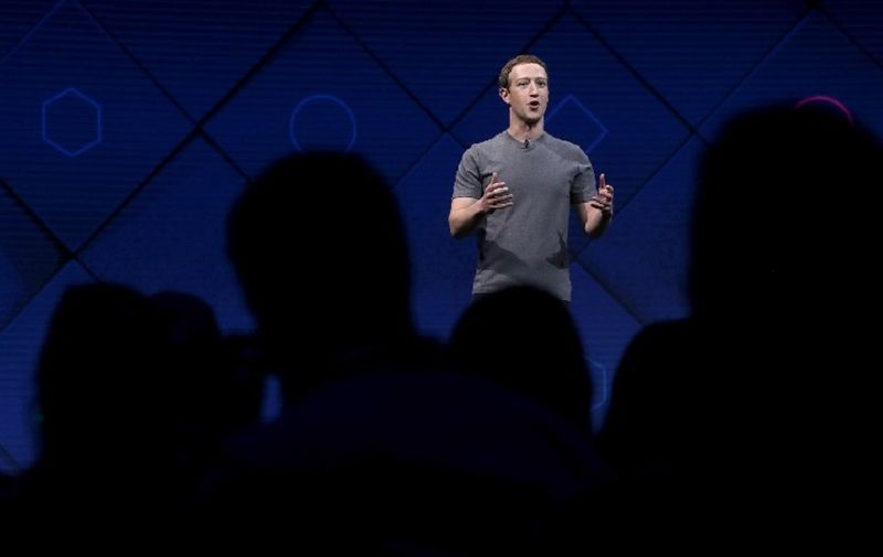 SAN JOSE, CA - APRIL 18: Facebook CEO Mark Zuckerberg delivers the keynote address at Facebook's F8 Developer Conference on April 18, 2017 at McEnery Convention Center in San Jose, California. The conference will explore Facebook's new technology initiatives and products.   Justin Sullivan/Getty Images/AFP