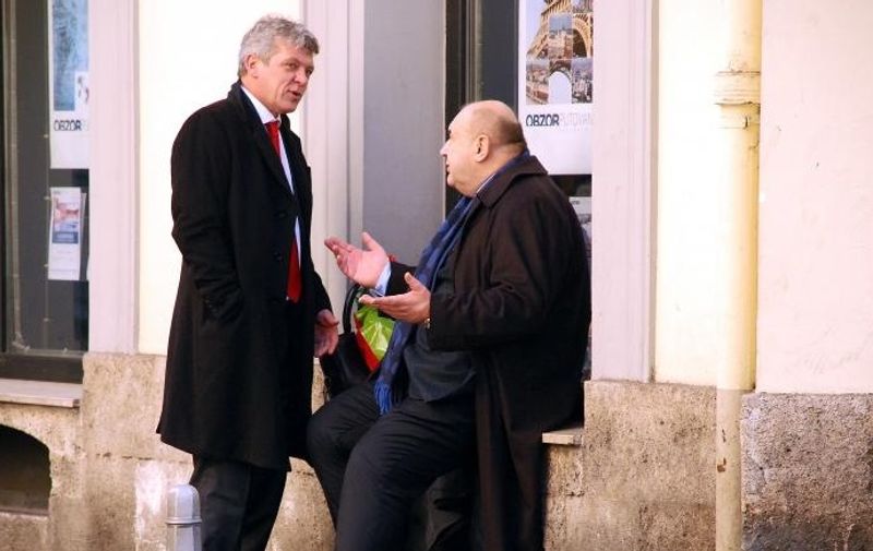 12.01.2012., Zagreb &#8211; Cedo Prodanovic i Ivan Turudic razgovaraju u Teslinoj ulici. Photo: Luka Stanzl/PIXSELL