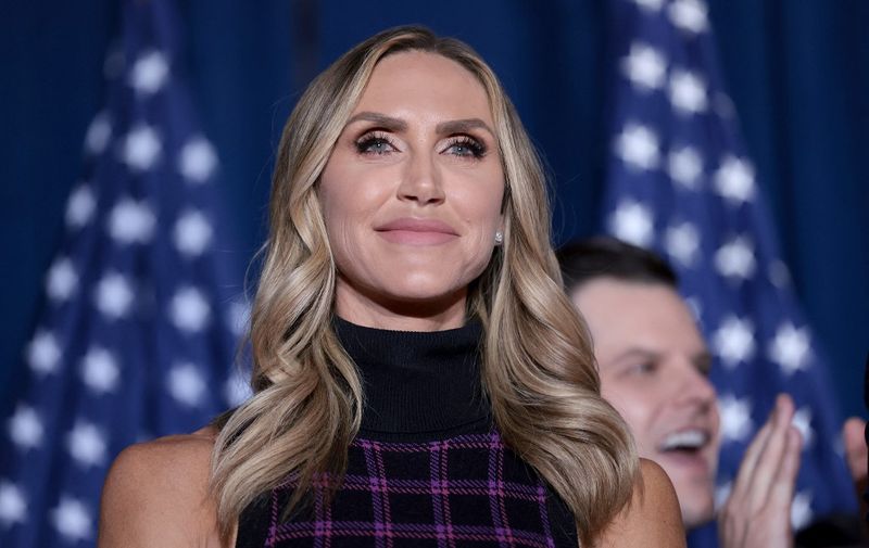 COLUMBIA, SOUTH CAROLINA - FEBRUARY 24: Lara Trump on stage as Republican presidential candidate and former President Donald Trump speaks during an election night watch party at the State Fairgrounds on February 24, 2024 in Columbia, South Carolina. South Carolina held its Republican primary today.   Win McNamee/Getty Images/AFP (Photo by WIN MCNAMEE / GETTY IMAGES NORTH AMERICA / Getty Images via AFP)