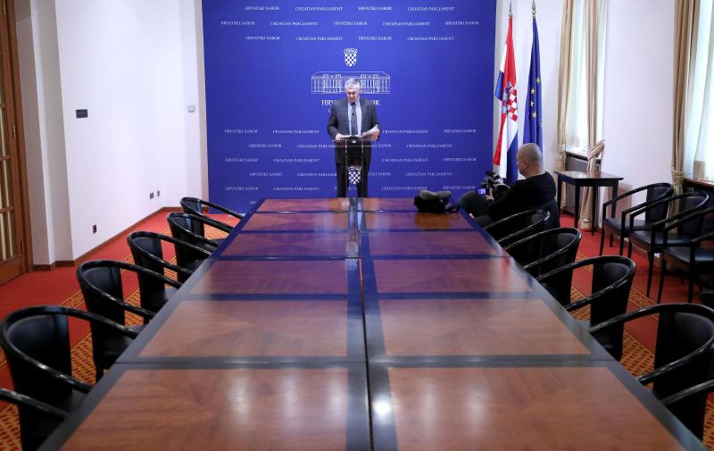 21.11.2018., Zagreb - Zastupnik Zeljko Glasnovic odrzao je u Saboru konferenciju za medije na kojoj je govorio o nacionalnoj sigurnosti. Saborski izvjestitelji bojkotirali su konferenciju za medije. 

Photo: Patrik Macek/PIXSELL