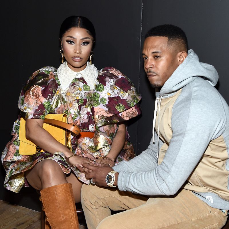 NEW YORK, NEW YORK - FEBRUARY 12: Nicki Minaj and Kenneth Petty attend the Marc Jacobs Fall 2020 runway show during New York Fashion Week on February 12, 2020 in New York City. (Photo by Jamie McCarthy/Getty Images for Marc Jacobs)