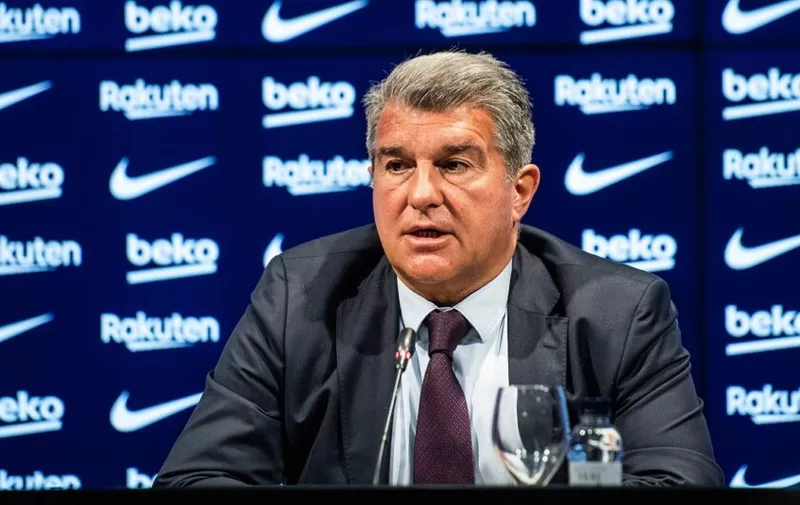 April 19, 2022, BARCELONA, BARCELONA, SPAIN: Joan Laporta, President of FC Barcelona, Barca attends during a press conference, PK, Pressekonferenz to valuaring and announcement of measures for tickets sales at Camp Nou stadium on April 19, 2022, in Barcelona, Spain. BARCELONA SPAIN - ZUMAa181 20220419_zaa_a181_003 Copyright: xMarcxGrauperaxAlomax