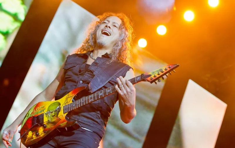 Kirk Hammett performs with his band Metallica during the music festival Rock im Park in Nuremberg, Germany, 06 June 2014. The festival continues until 09 June. Photo: Daniel Karmann/dpa