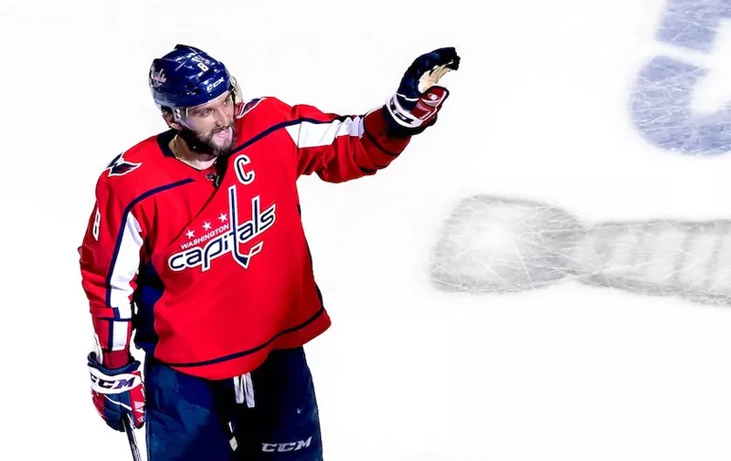 May 21, 2018: Washington Capitals left wing Alex Ovechkin (8) celebrates after Game Six of the Eastern Conference Finals during the 2018 NHL Stanley Cup Playoffs between the Tampa Bay Lightning and the Washington Capitals at Capital One Arena in Washington, District of Columbia. Capitals won 3-0. Scott Taetsch/CSM, Image: 372547961, License: Rights-managed, Restrictions: , [&hellip;]