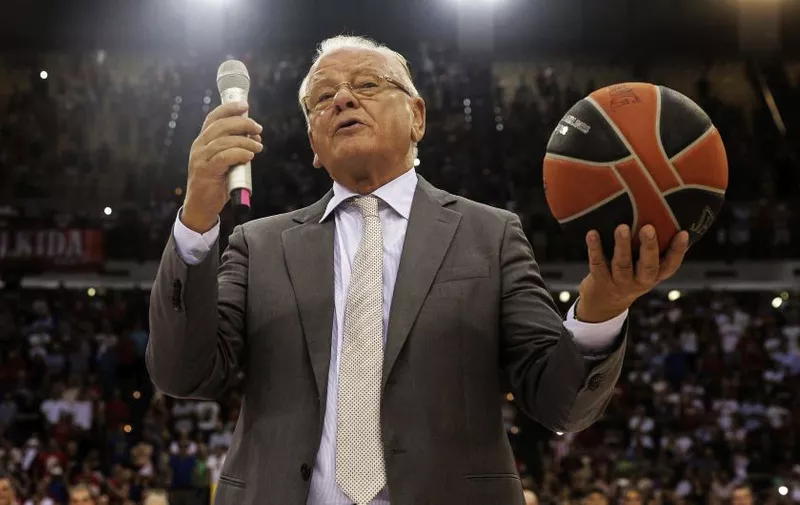 ATHENS, GREECE - SEPTEMBER 20: Dusan Ivkovic speaks during a friendly match in his honour, between Dusan Ivkovic All Stars and Olympiakos, at Peace and Friendship Stadium in Athens, Greece on September 20, 2017. Dusan Ivkovic honored as Euroleague Basketball Legend during the ceremony. Ayhan Mehmet / Anadolu Agency, Image: 350020198, License: Rights-managed, Restrictions: , Model Release: no, Credit line: Profimedia, Abaca