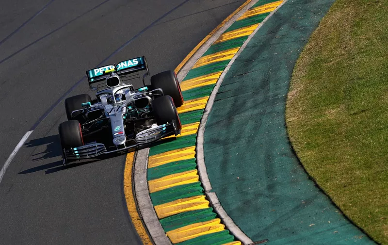 MELBOURNE, AUSTRALIA - MARCH 17: Valtteri Bottas driving the (77) Mercedes AMG Petronas F1 Team Mercedes W10 on track during the F1 Grand Prix of Australia at Melbourne Grand Prix Circuit on March 17, 2019 in Melbourne, Australia.  (Photo by Mark Thompson/Getty Images)