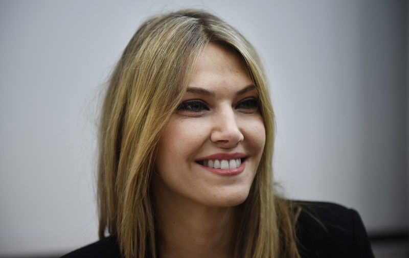 March 18, 2019 - Thessaloniki, Greece - Eva Kaili during a political event in Thessaloniki. Eva Kaili is a member of the European Parliament, representing the Panhellenic Socialist Movement (PASOK), and a former television news presenter.,Image: 420467493, License: Rights-managed, Restrictions: , Model Release: no