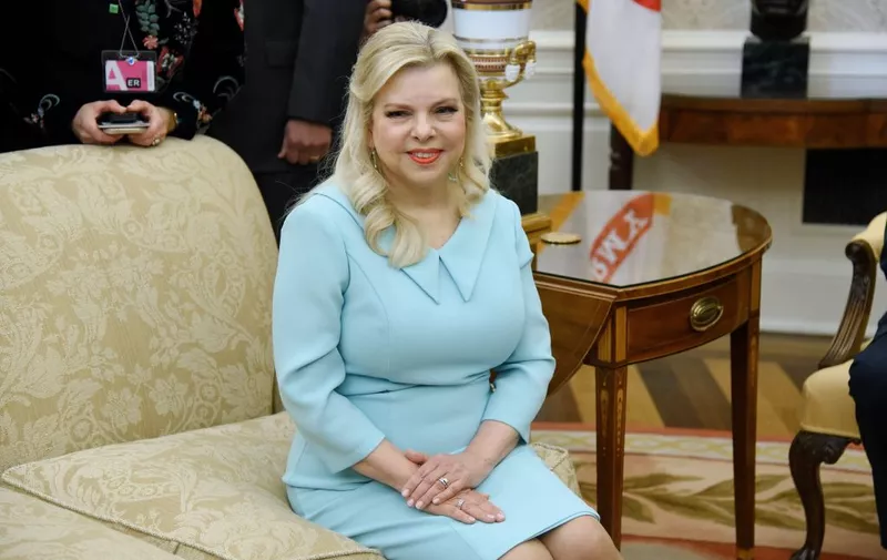 WASHINGTON, DC - MARCH 5: (AFP OUT) Wife of  Israel Prime Minister Benjamin Netanyahu, Sara Netanyahu looks on as U.S. President Donald Trump and Israel Prime Minister Benjamin Netanyahu meet in the Oval Office of the White House  March 5, 2018 in Washington, DC. The prime minister is on an official visit to the US until the end of the week. (Photo by Olivier Douliery-Pool/Getty Images)