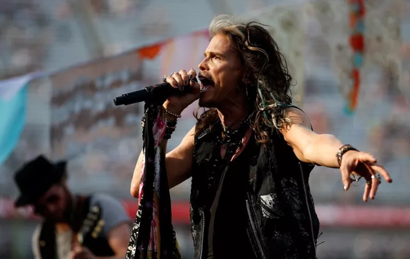 BRISTOL, TN - AUGUST 22: Steven Tyler performs prior to the NASCAR Sprint Cup Series IRWIN Tools Night Race at Bristol Motor Speedway on August 22, 2015 in Bristol, Tennessee.   Gregory Shamus/Getty Images/AFP