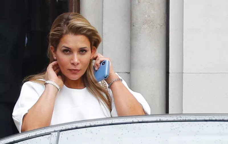 Princess Haya Bint al-Hussein of Jordan leaves the High Court in London on July 30, 2019. - Princess Haya, the estranged wife of the ruler of Dubai, Sheikh Mohammed bin Rashid Al-Maktoum, has applied for a forced marriage protection order, a London court heard on July 30, 2019, during a case about their children's welfare, Britain's PA news agency reported. (Photo by Tolga AKMEN / AFP)