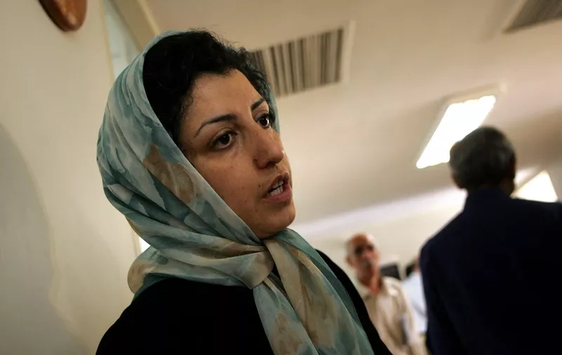 (FILES) Picture dated June 25, 2007 shows Iranian opposition human rights activist, Narges Mohammadi, at the Defenders of Human Rights Center in Tehran. The Nobel Peace Prize was on October 6, 2023 awarded to imprisoned Iranian women's rights campaigner Narges Mohammadi. Mohammadi was honoured "for her fight against the oppression of women in Iran and her fight to promote human rights and freedom for all," said Berit Reiss-Andersen, the head of the Norwegian Nobel Committee in Oslo. (Photo by BEHROUZ MEHRI / AFP)