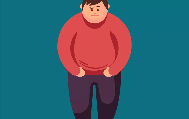 Cartoon angry fat man  Fat Man Feeling Sick. Vector Illustration